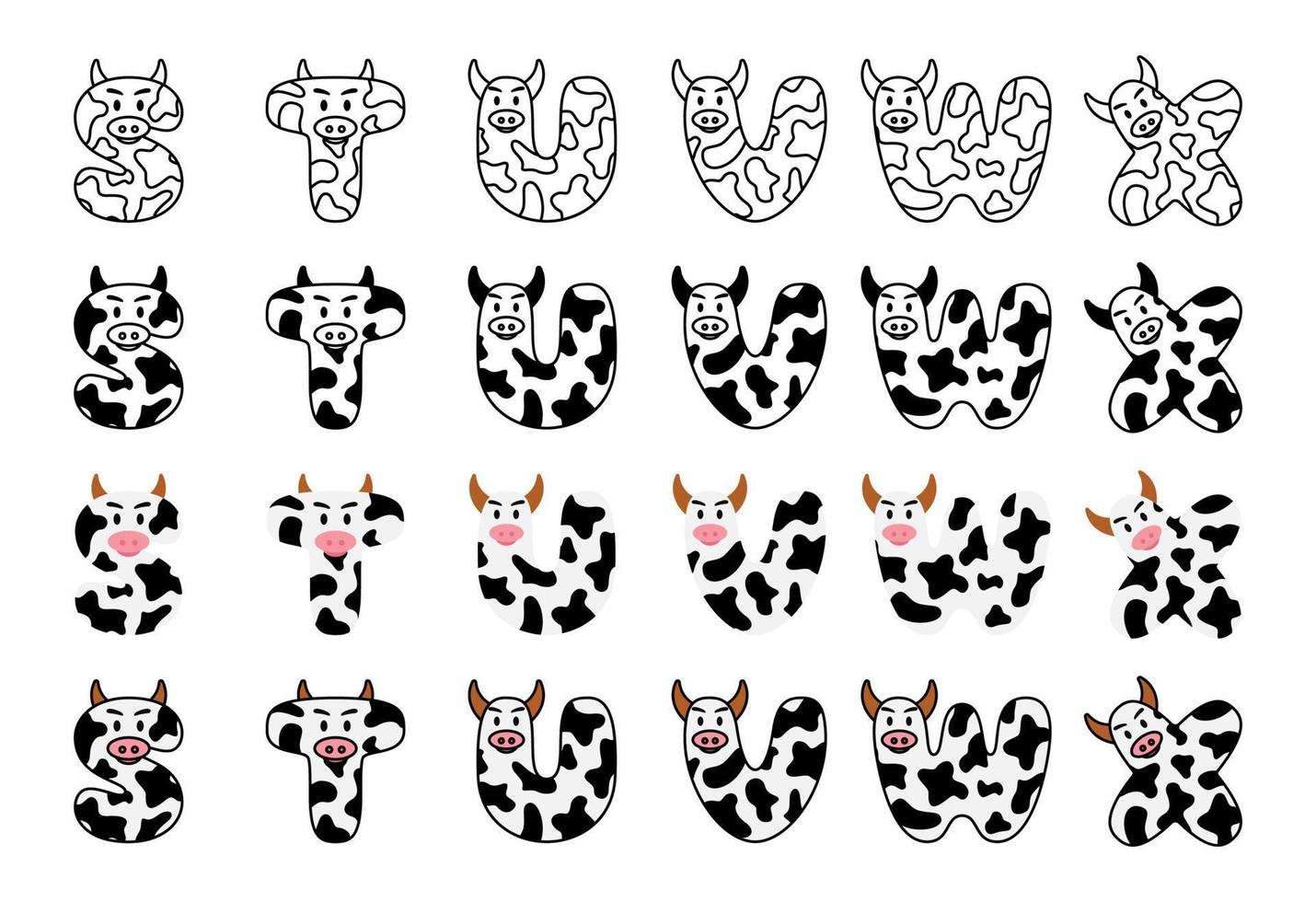 vache alphabet dans dessin animé style vecteur