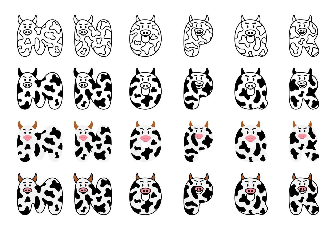 vache alphabet dans dessin animé style vecteur