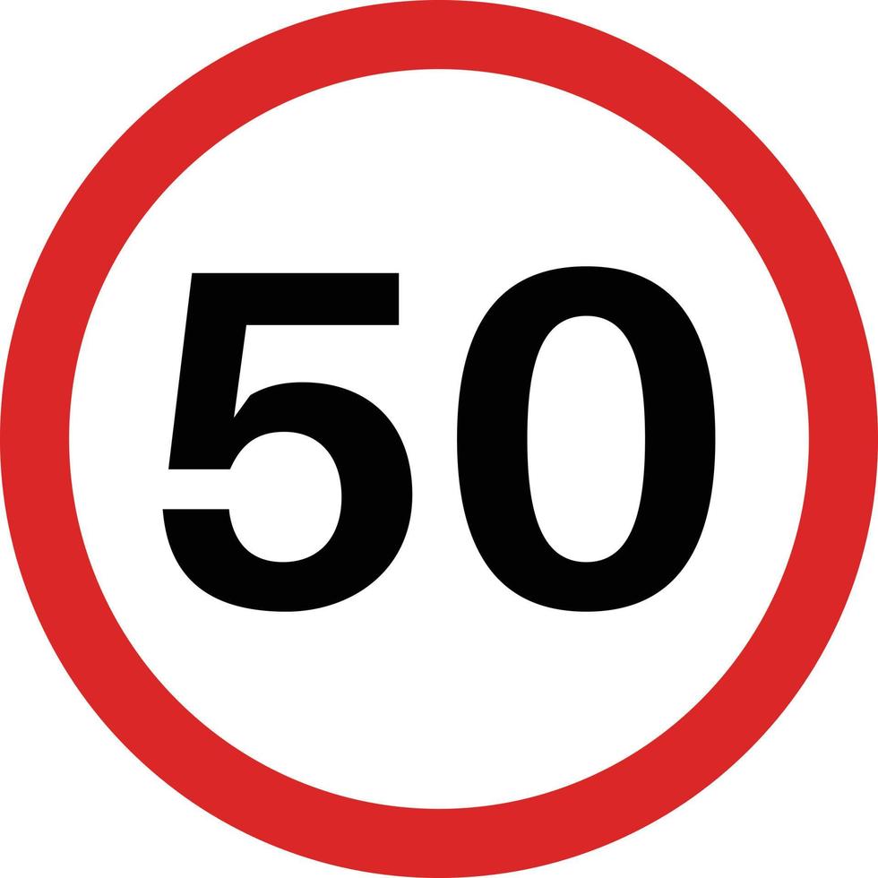 50 la vitesse limitation route signe vecteur isolé sur blanc Contexte