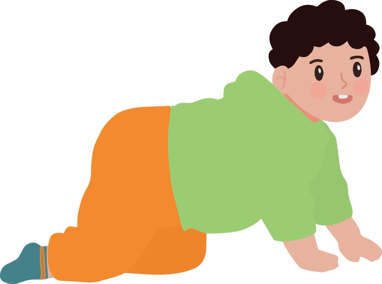 mignonne bébé garçon apprentissage à crawl vecteur illustration