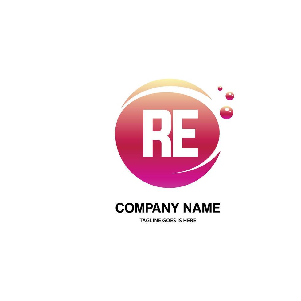 ré initiale logo avec coloré cercle modèle vecteur