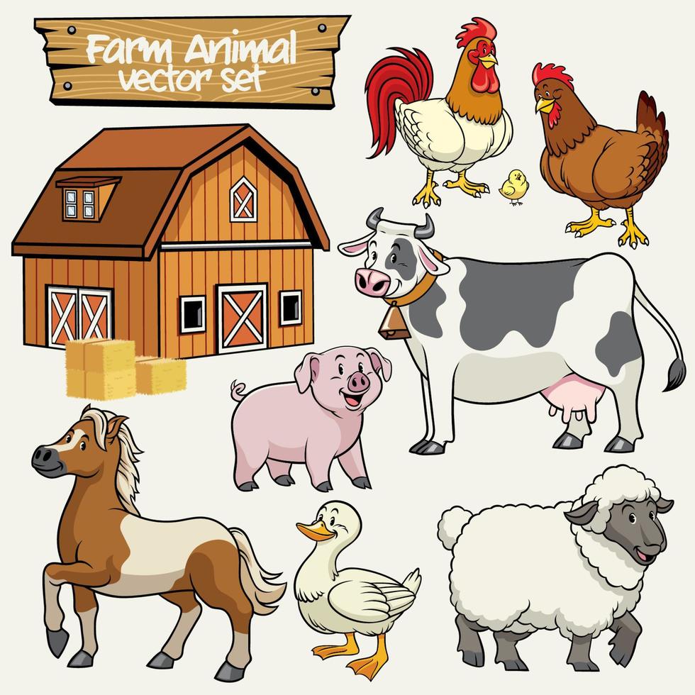 ferme ensemble dessin animé style de bétail animal vecteur