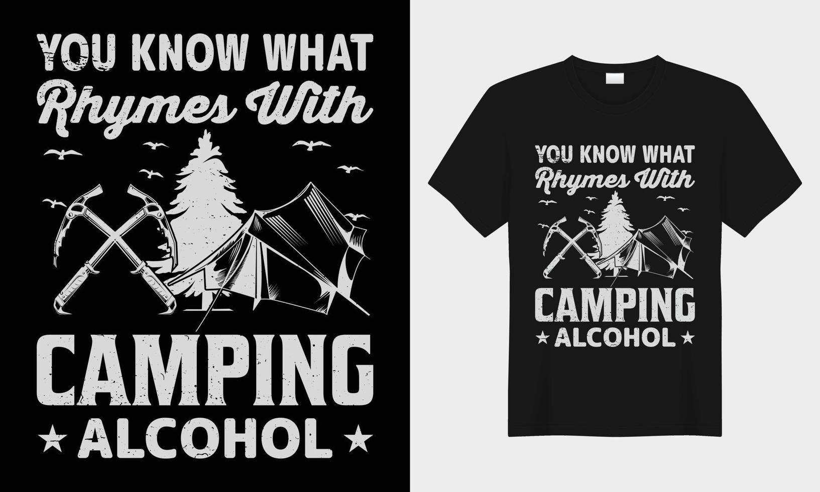 vous connaître quoi rimes avec camping alcool, vecteur typographie T-shirt conception