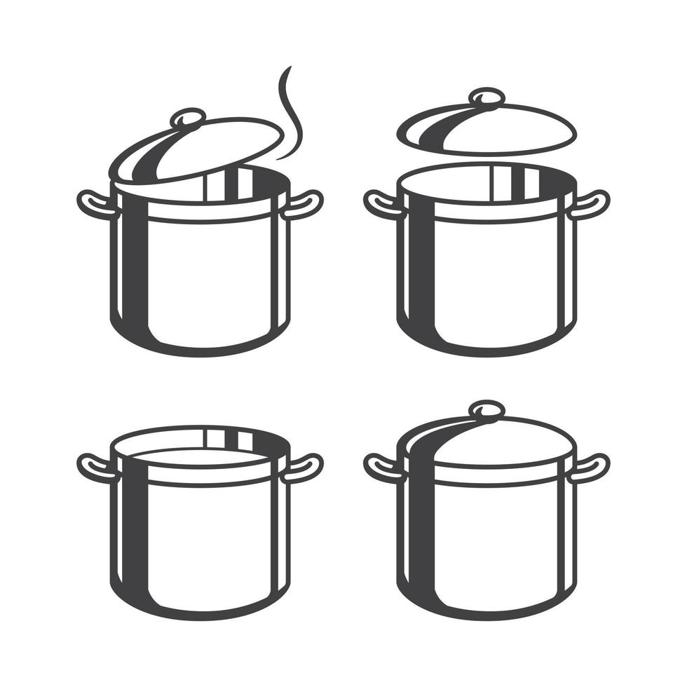 dessin inoxydable acier pot ensemble pour cuisine soupe. vecteur