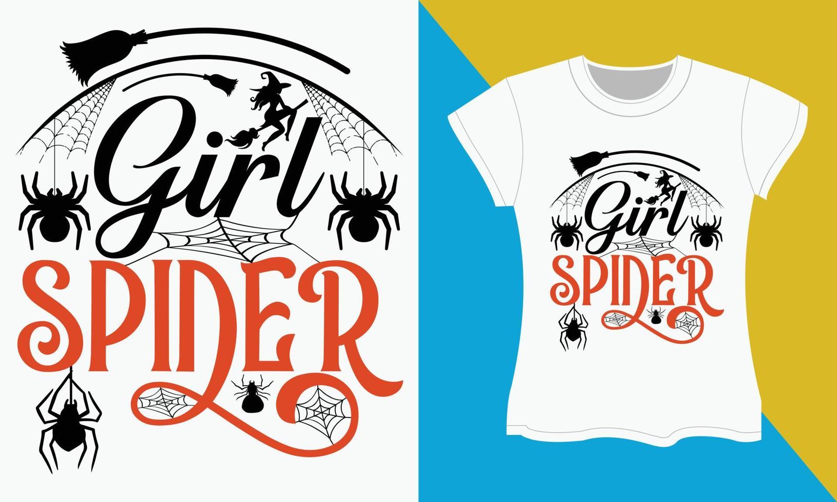 Halloween typographie T-shirt conception, fille araignée vecteur