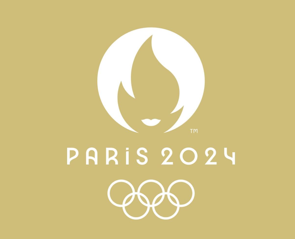 Paris 2024 olympique Jeux officiel logo blanc symbole abstrait conception vecteur illustration avec marron Contexte