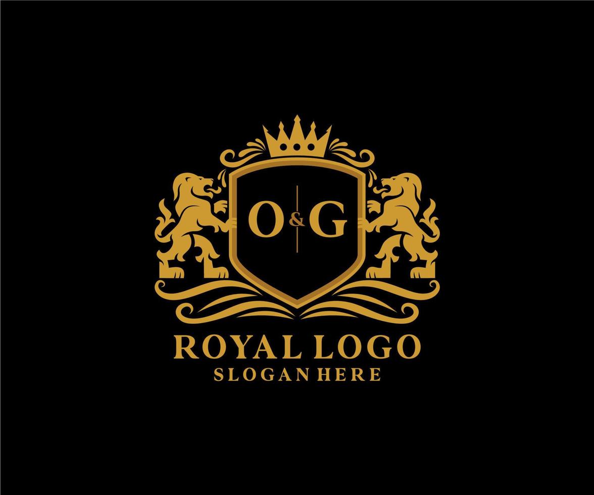 modèle de logo de luxe royal lion lettre initiale og dans l'art vectoriel pour le restaurant, la royauté, la boutique, le café, l'hôtel, l'héraldique, les bijoux, la mode et d'autres illustrations vectorielles.
