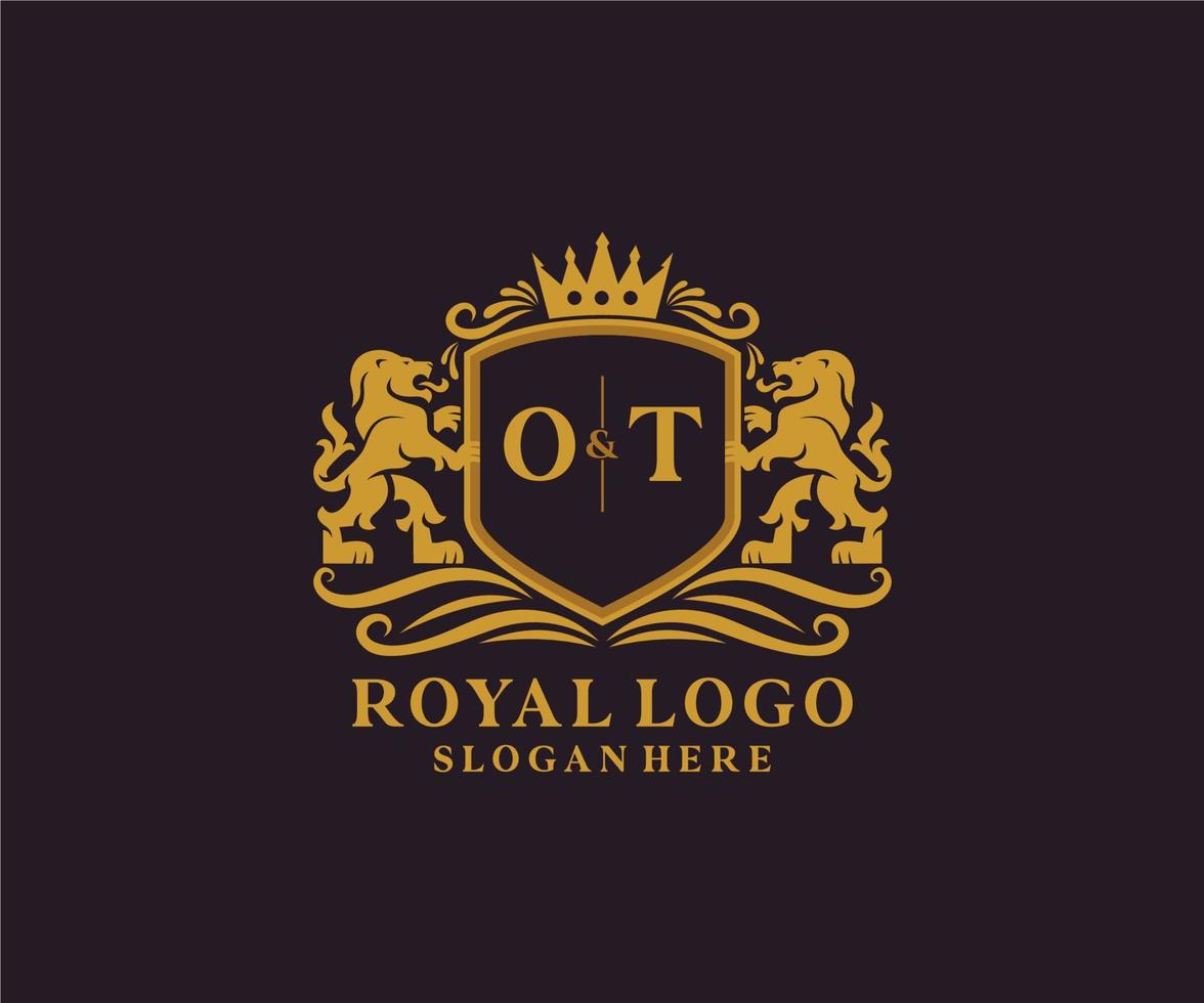 modèle de logo de luxe royal lion lettre initiale ot dans l'art vectoriel pour le restaurant, la royauté, la boutique, le café, l'hôtel, l'héraldique, les bijoux, la mode et d'autres illustrations vectorielles.