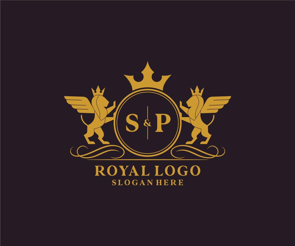 initiale sp lettre Lion Royal luxe héraldique, crête logo modèle dans vecteur art pour restaurant, royalties, boutique, café, hôtel, héraldique, bijoux, mode et autre vecteur illustration.