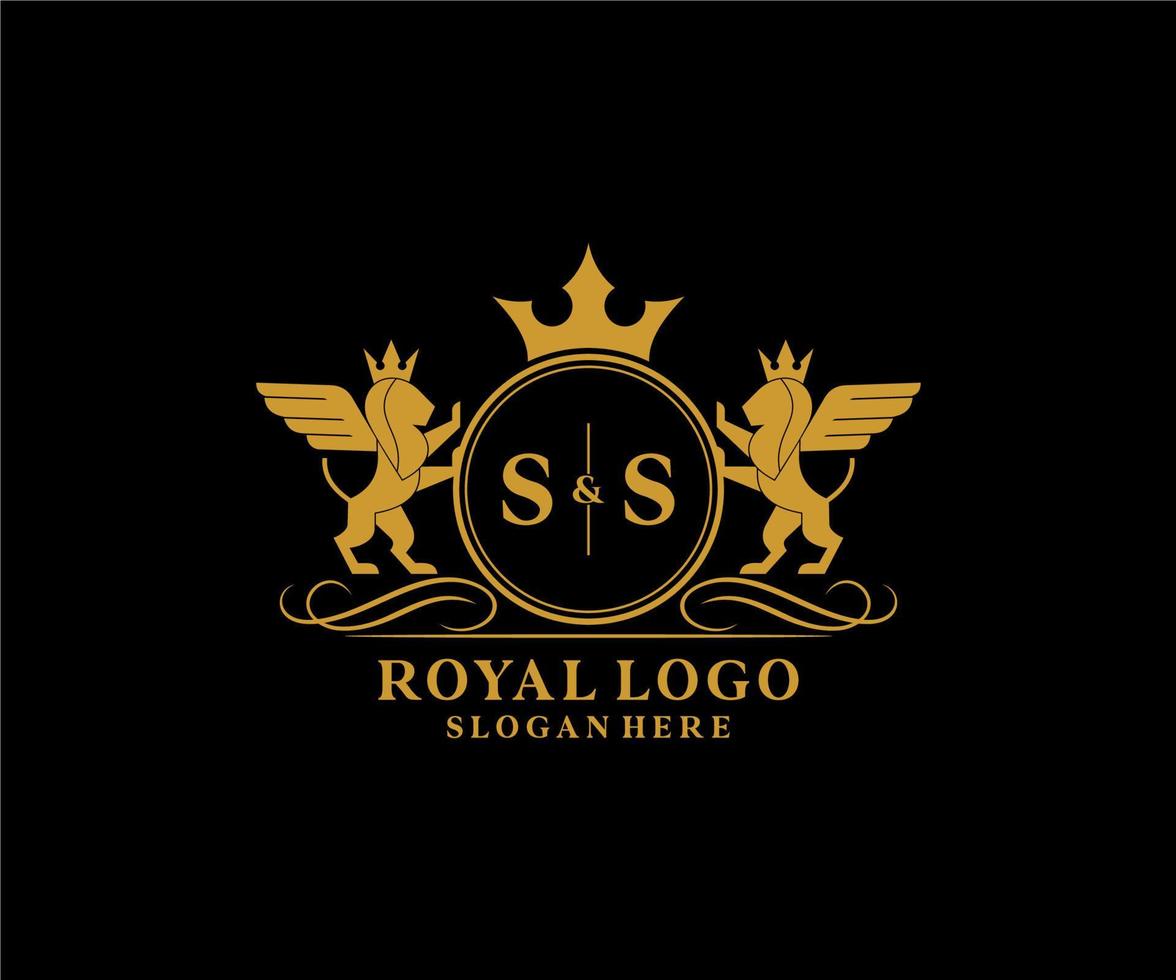 initiale ss lettre Lion Royal luxe héraldique, crête logo modèle dans vecteur art pour restaurant, royalties, boutique, café, hôtel, héraldique, bijoux, mode et autre vecteur illustration.