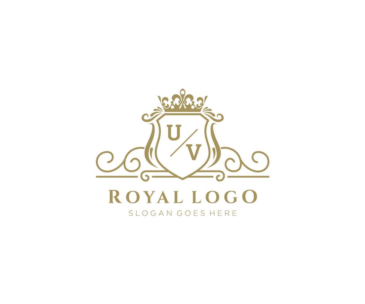 initiale uv lettre luxueux marque logo modèle, pour restaurant, royalties, boutique, café, hôtel, héraldique, bijoux, mode et autre vecteur illustration.