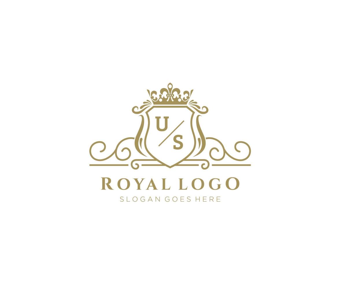 initiale nous lettre luxueux marque logo modèle, pour restaurant, royalties, boutique, café, hôtel, héraldique, bijoux, mode et autre vecteur illustration.