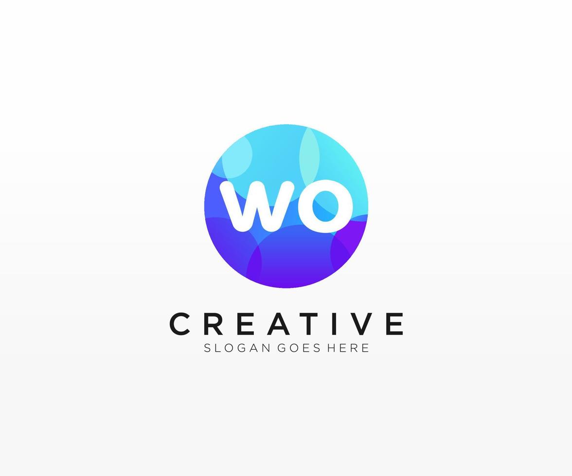 wo initiale logo avec coloré cercle modèle vecteur. vecteur