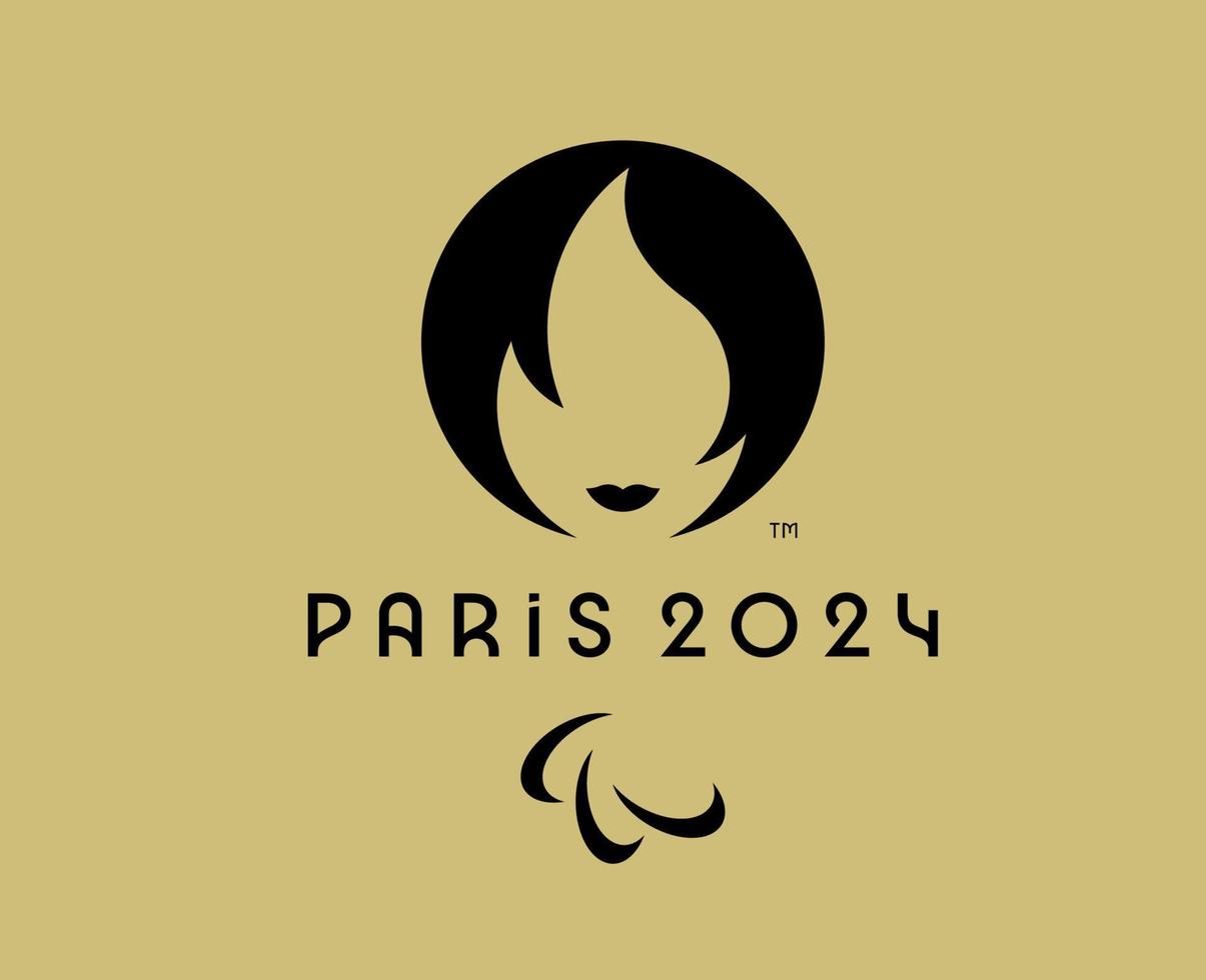 Paris 2024 paralympique Jeux officiel logo noir symbole abstrait conception vecteur illustration avec marron Contexte