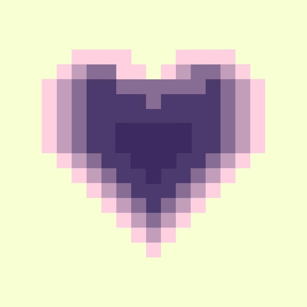 pixel pente doux Couleur cœur vecteur