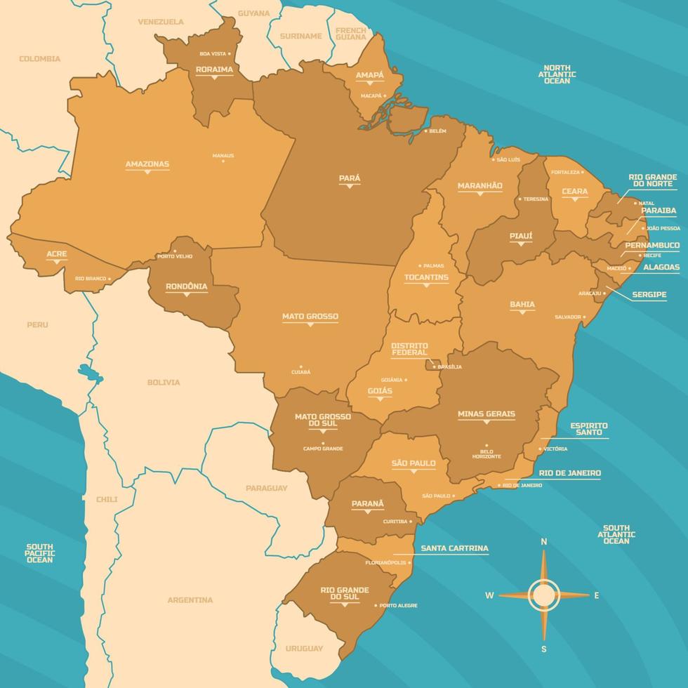détaillé Brésil pays carte vecteur