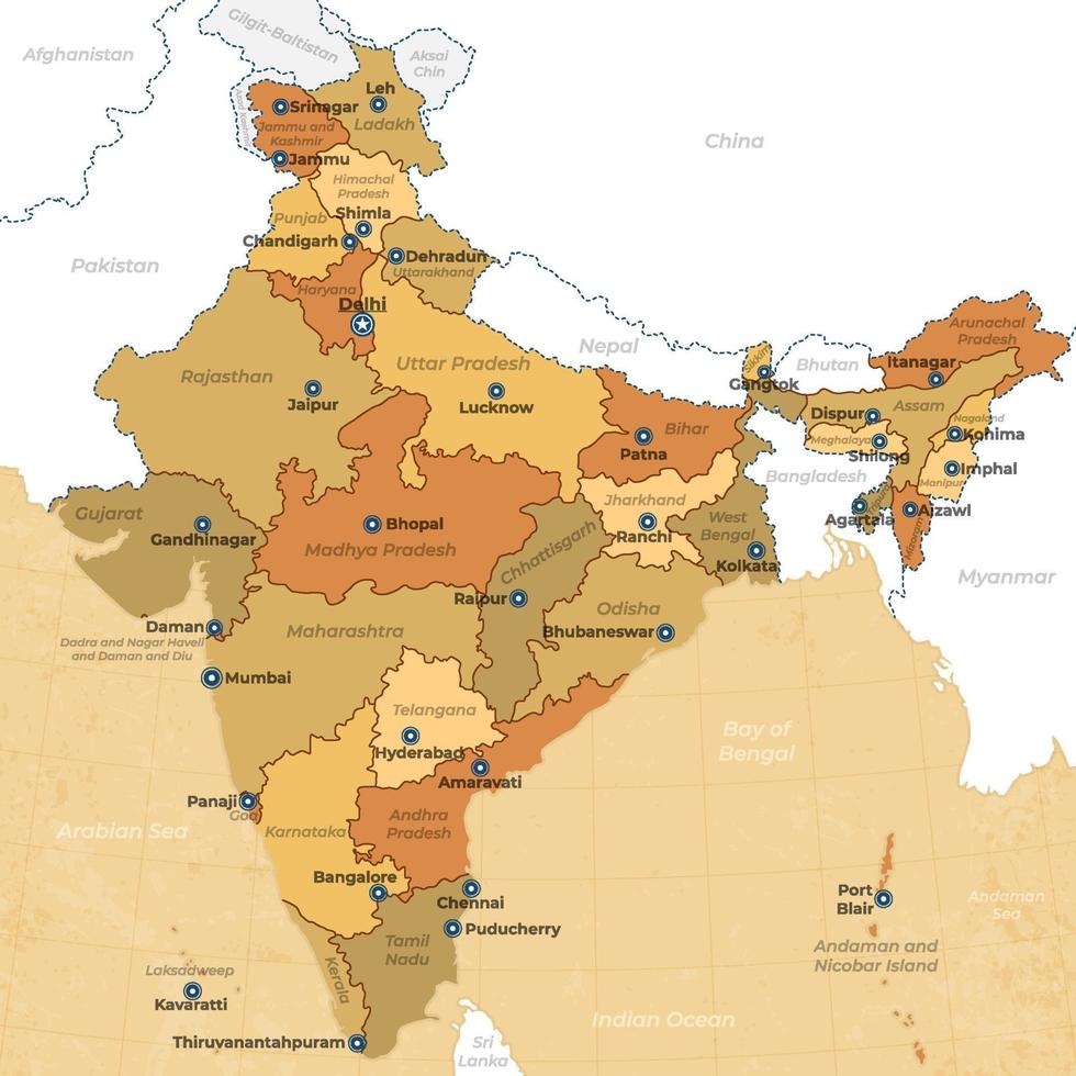 Inde pays carte vecteur