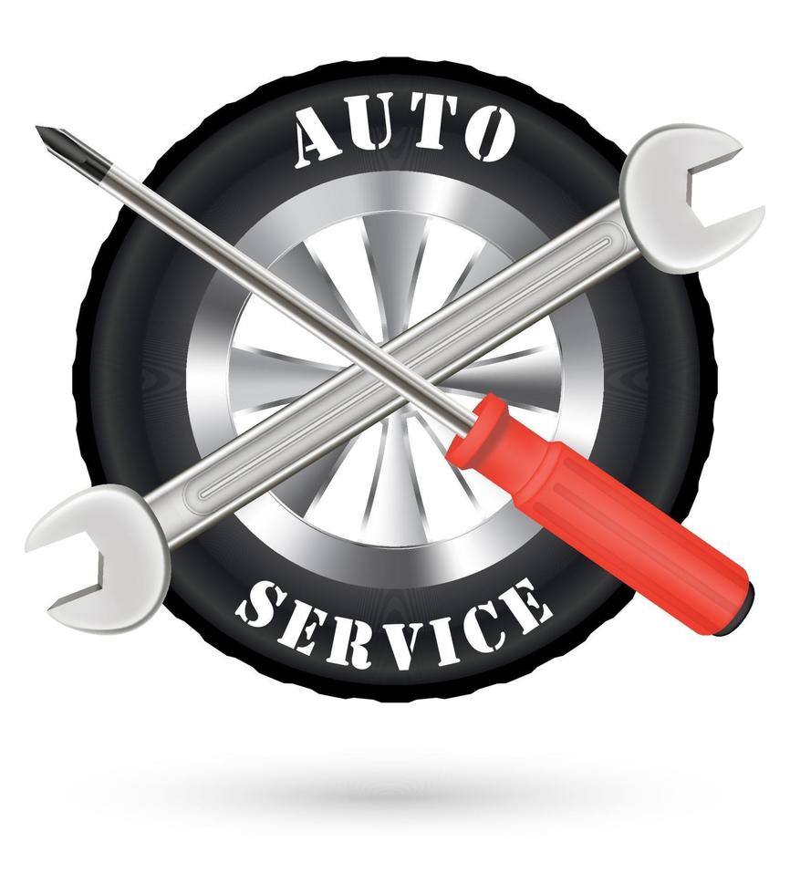 logo de service auto voiture avec tournevis et clé vecteur