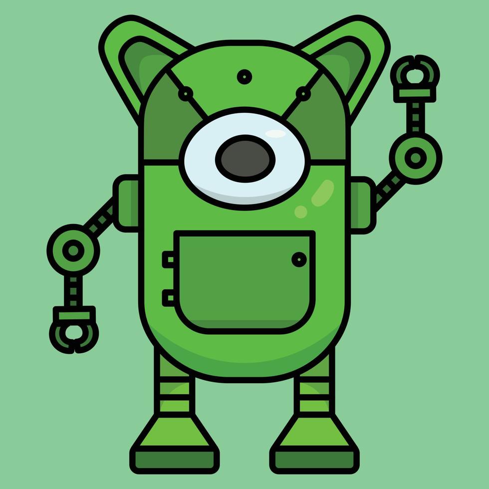 vecteur style plat vert capsule mignonne robot dessin animé illustration