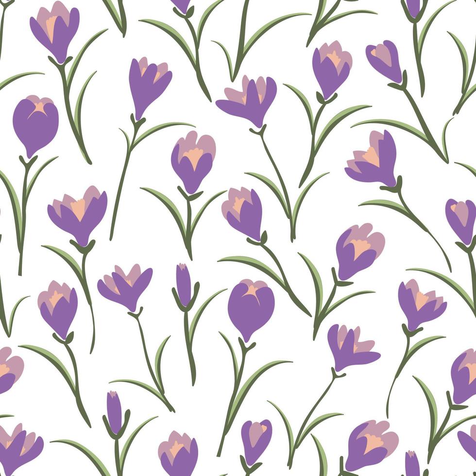 floral sans couture modèle avec crocus. moderne impression pour tissu, textile, emballage papier. vecteur