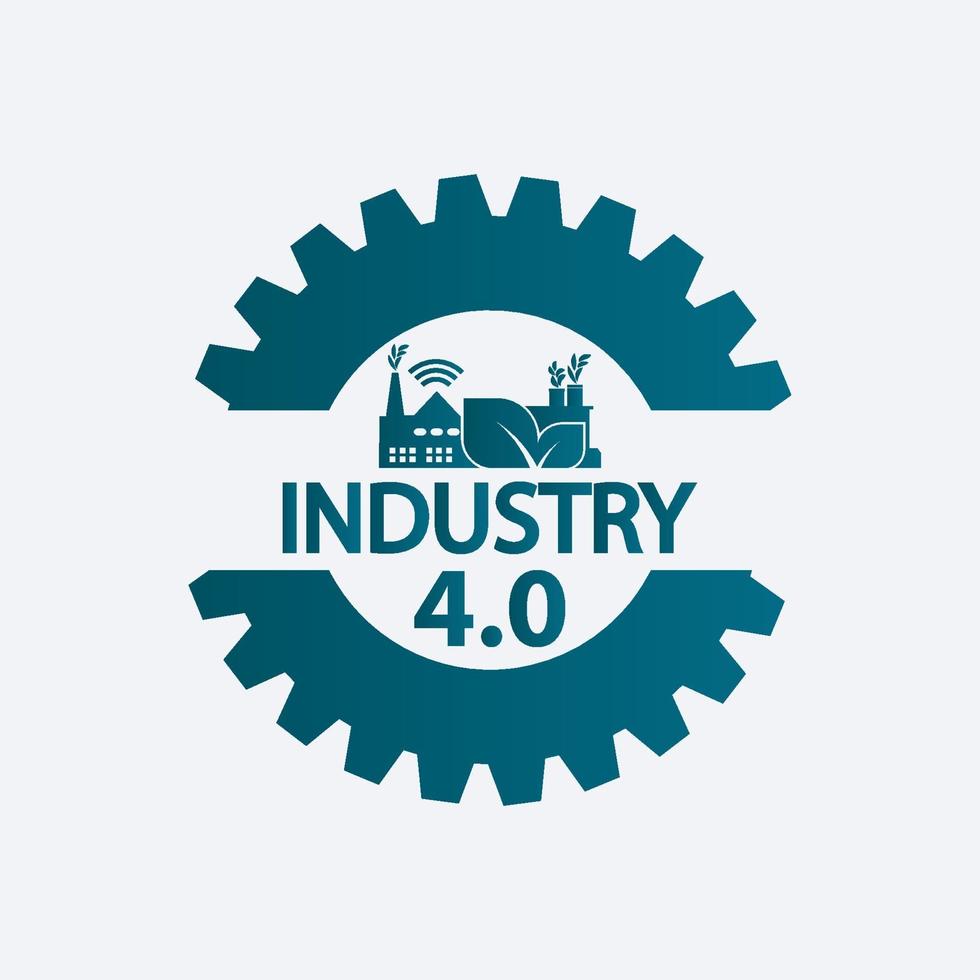 icône de l'industrie 4.0, usine de logo, illustration de concept de technologie vecteur