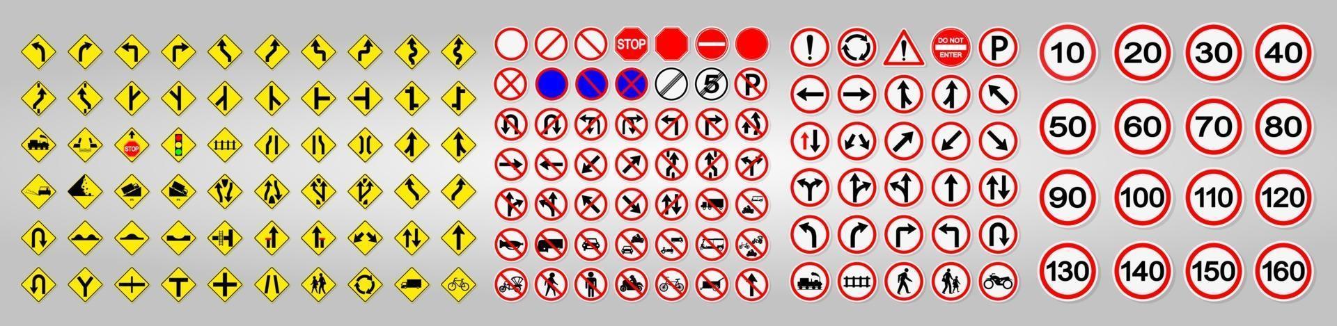 définir des panneaux de signalisation, interdiction, signe de symbole de cercle rouge d'avertissement vecteur