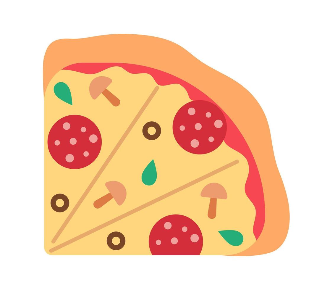 trimestre de Pizza semi plat Couleur vecteur objet. savoureux fait maison collation. vite aliments. pizzeria menu. modifiable dessin animé style icône sur blanche. Facile place illustration pour la toile graphique conception et animation