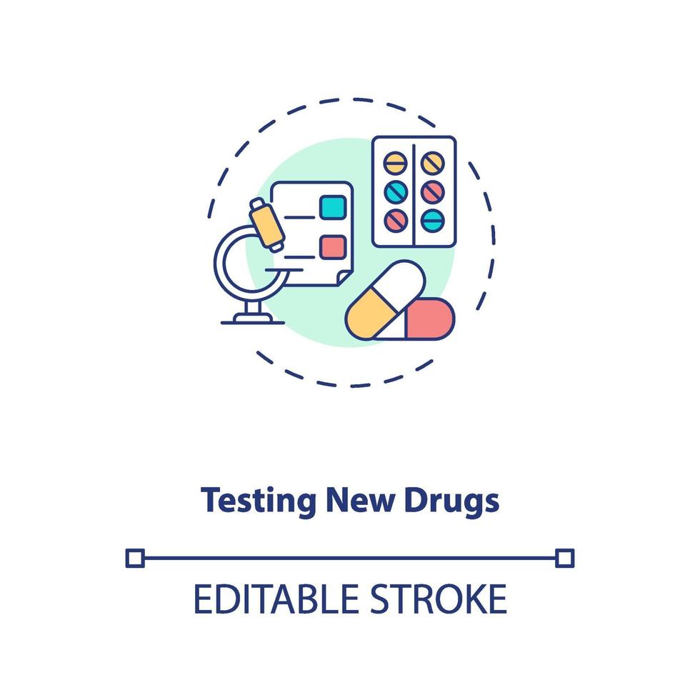 Test de l & # 39; icône de concept de nouveaux médicaments vecteur