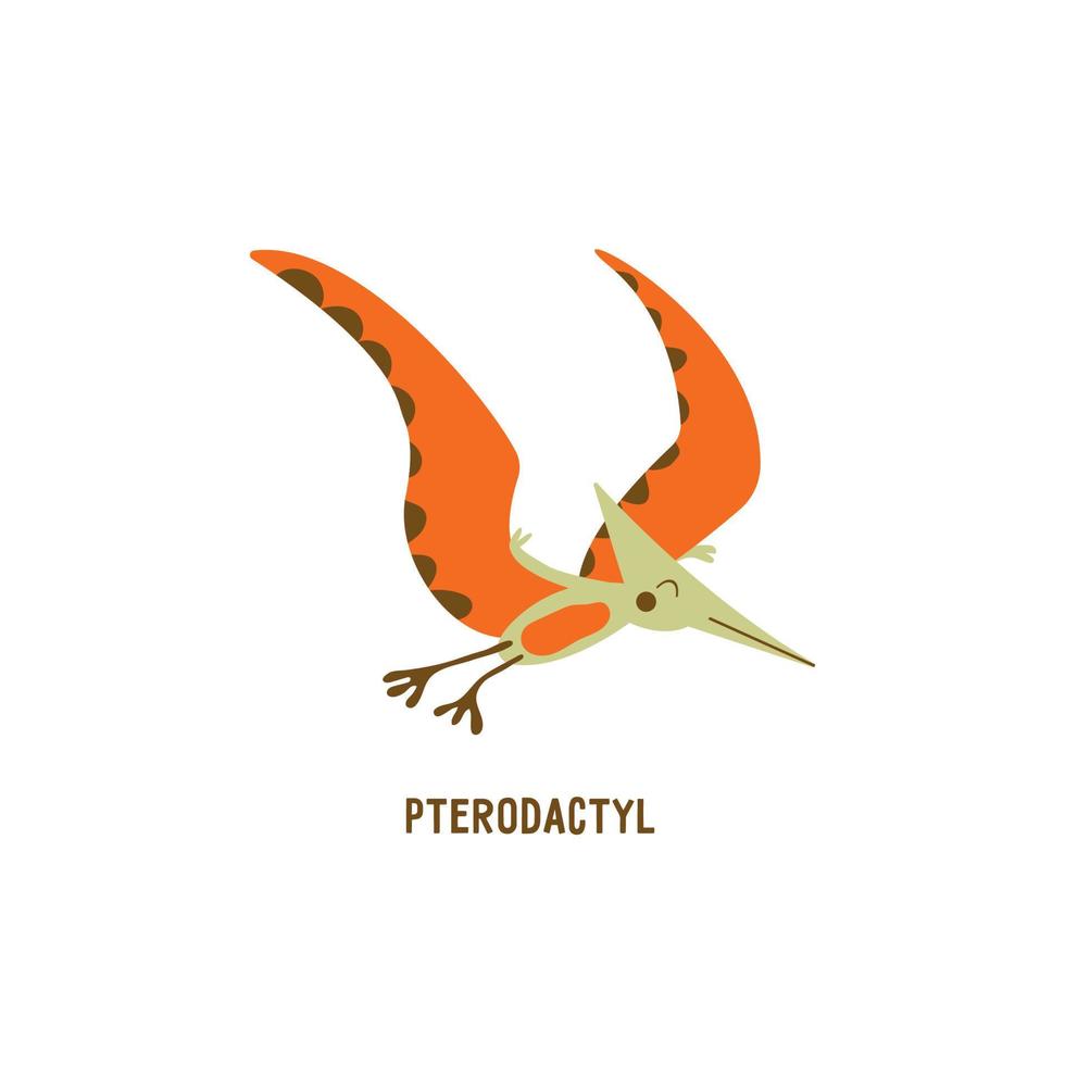 ptérodactyle. en volant archosaure. carte vecteur main tiré