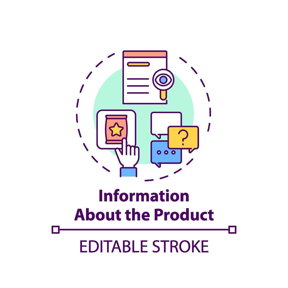 informations sur l'icône de concept de produit vecteur