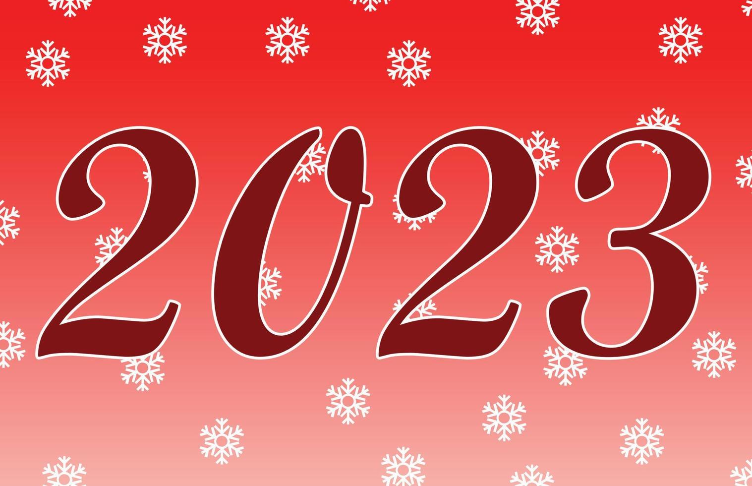 2023 carte, flocons de neige, rouge et blanc pente, 2023 bannière et signe, adapté pour la toile conception et de face pages et social médias, neige, moderne conception pour salutation carte et Publier carte, le année 2023 vecteur