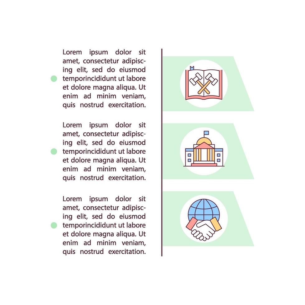 icônes de ligne de concept de législation avec texte vecteur