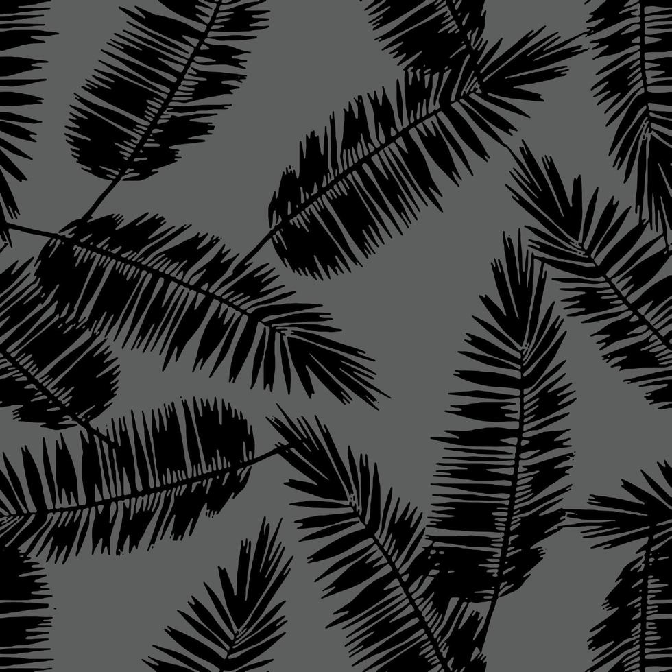 sans couture floral modèle avec stylisé paume feuilles jungle feuillage noir silhouettes sur blanc Contexte tropical textile conception.eps vecteur