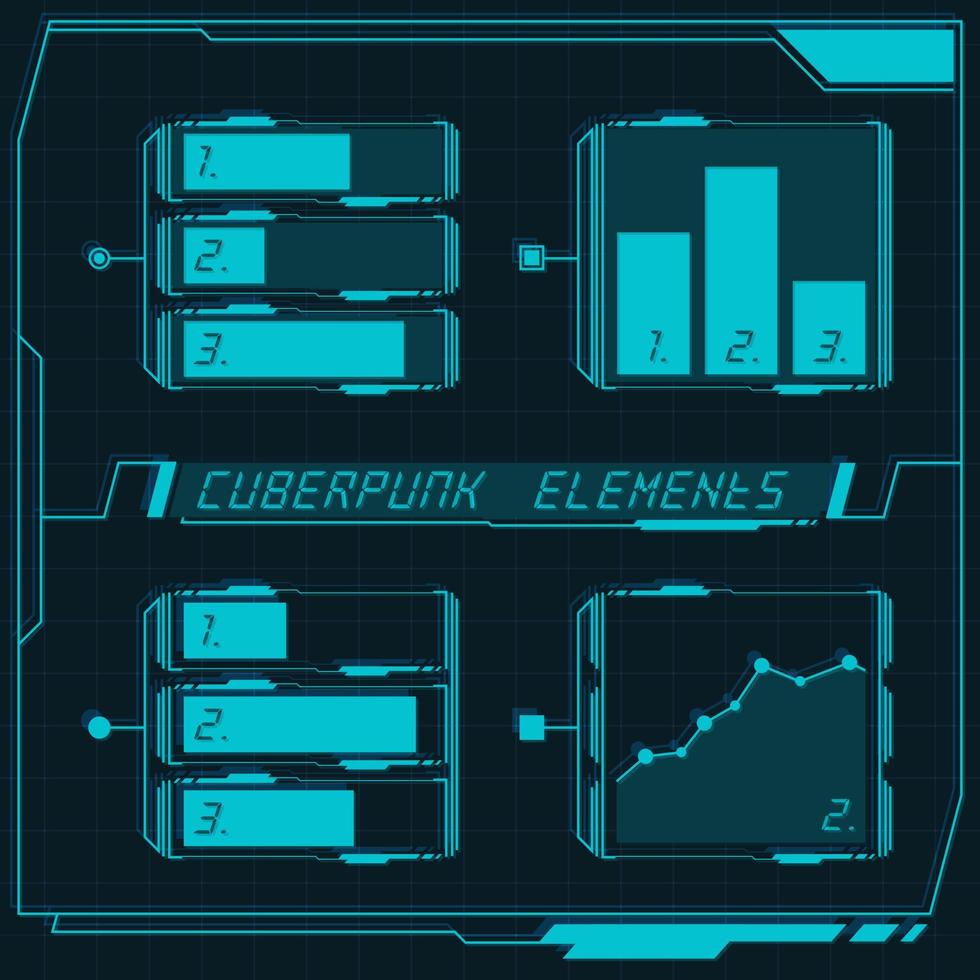 panneau de commande futuriste scifi collection d'éléments hud gui vr ui design style rétro cyberpunk. vecteur