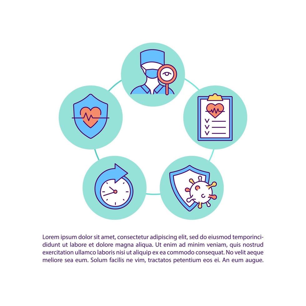 Icônes de ligne de concept de contrôle des performances des médicaments avec texte vecteur