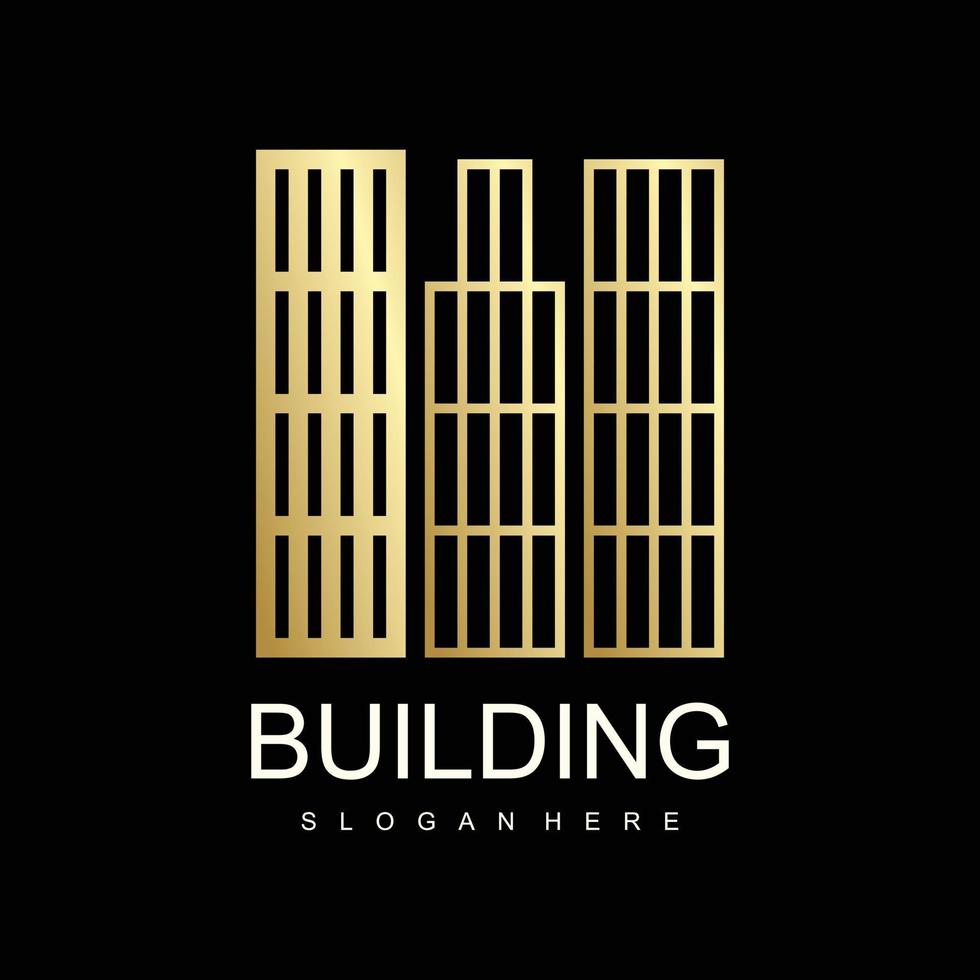 bâtiment logo conception avec unique idée, réel domaine, appartement, maison vecteur
