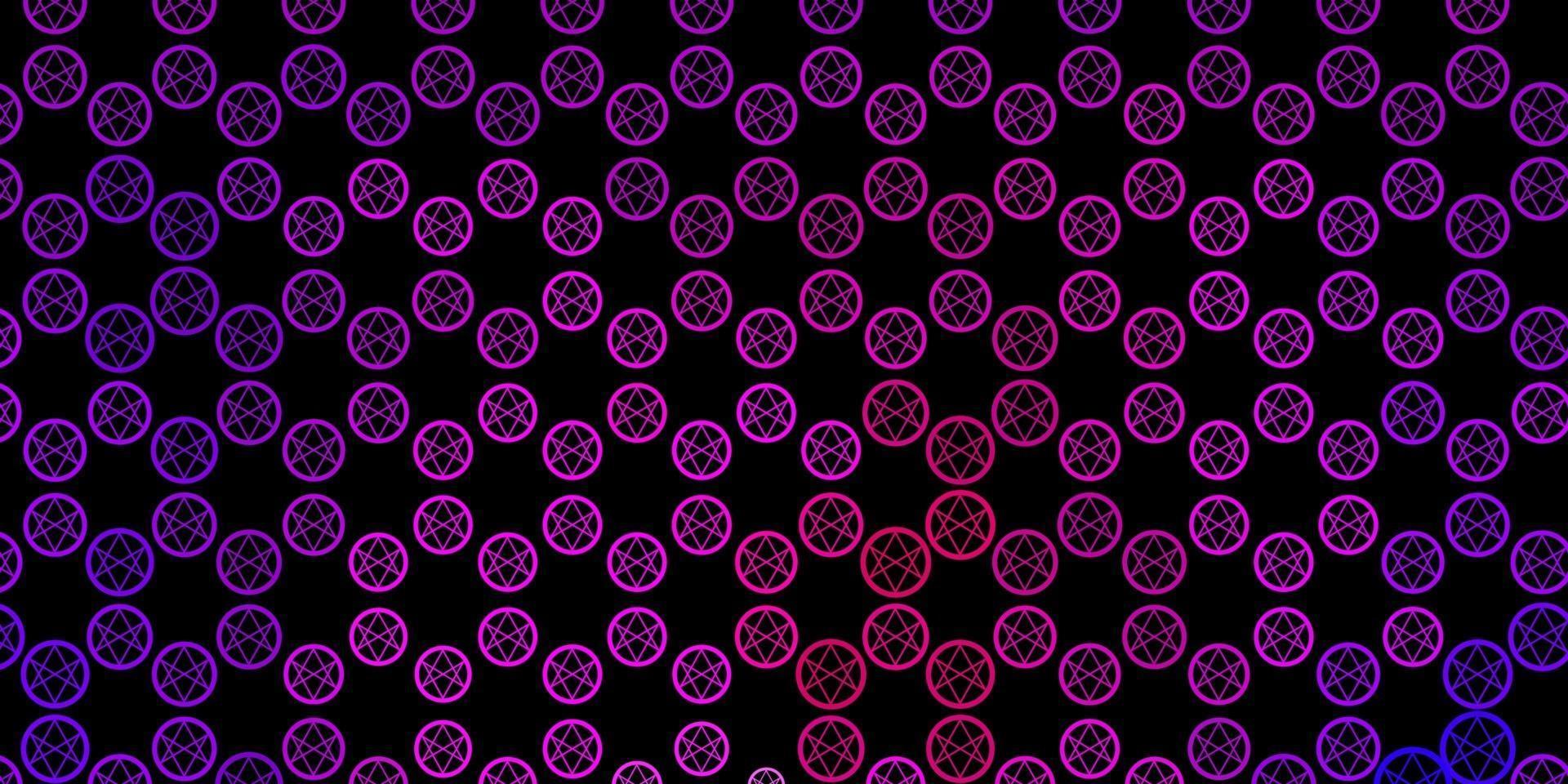 modèle vectoriel violet foncé, rose avec des signes ésotériques.