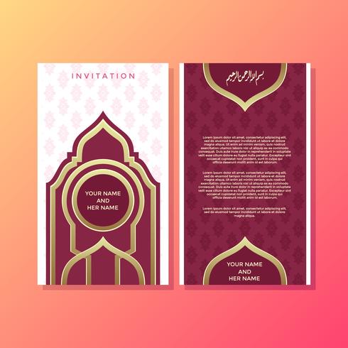 Magenta modèle islamique Invitation Template vecteur