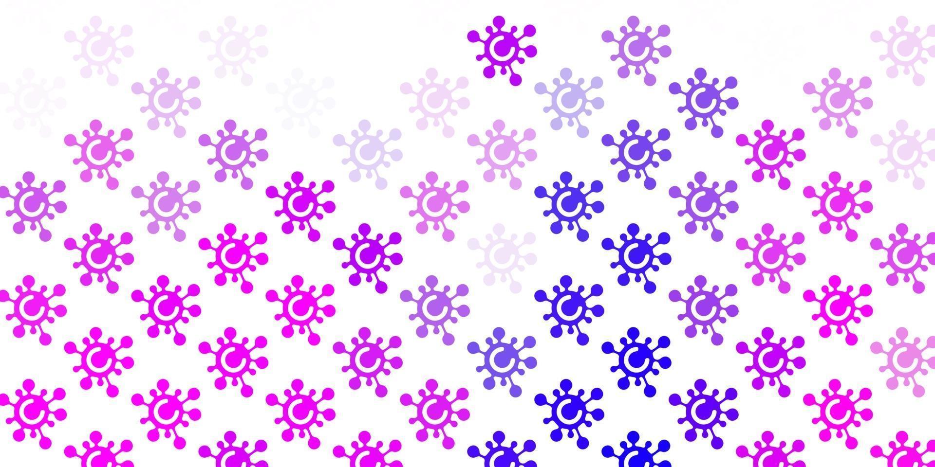 toile de fond de vecteur violet clair, rose avec symboles de virus.