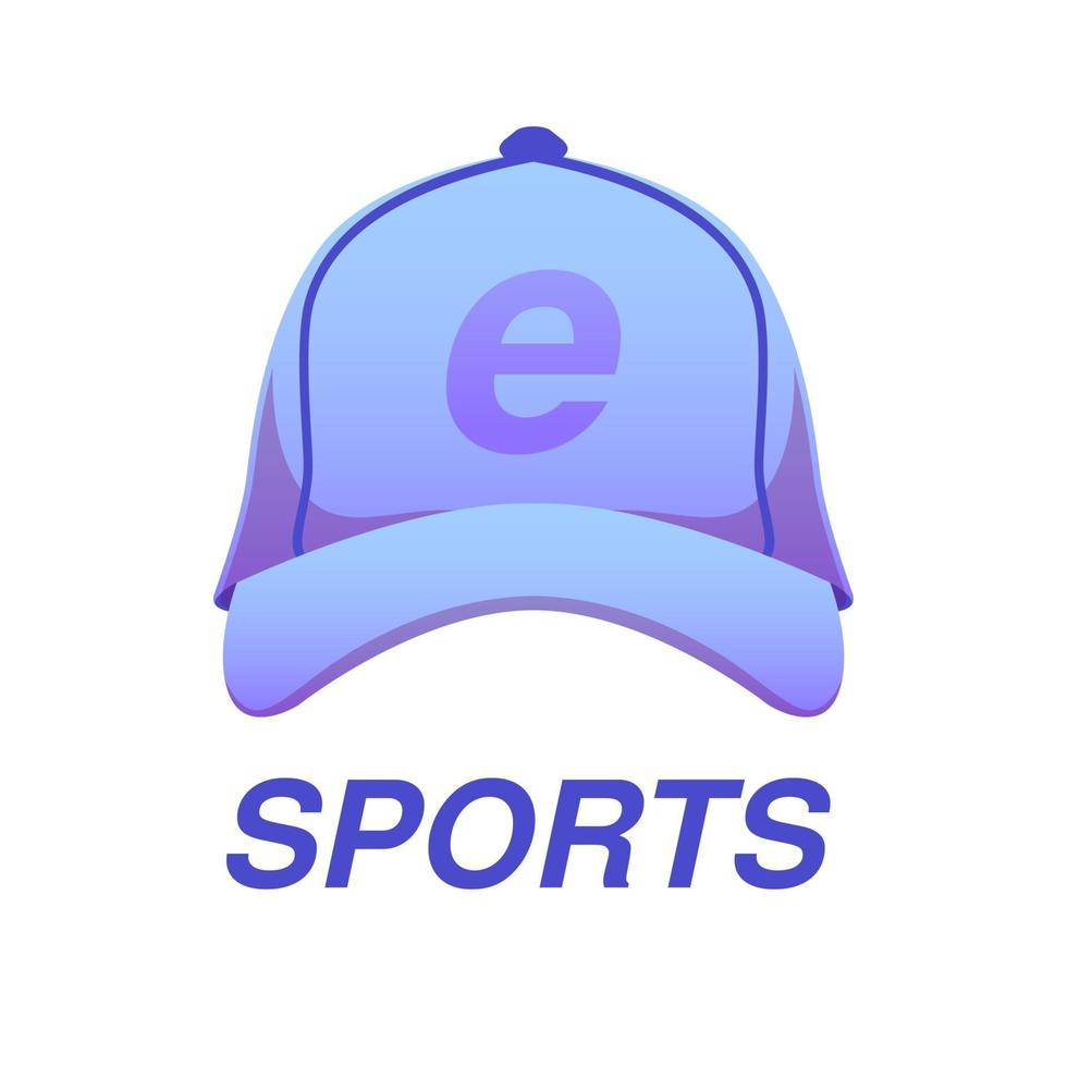 Casquette esports, chapeau avec titre esports sur fond isolé, icône plate lumineuse dans les couleurs lilas et rouge vecteur