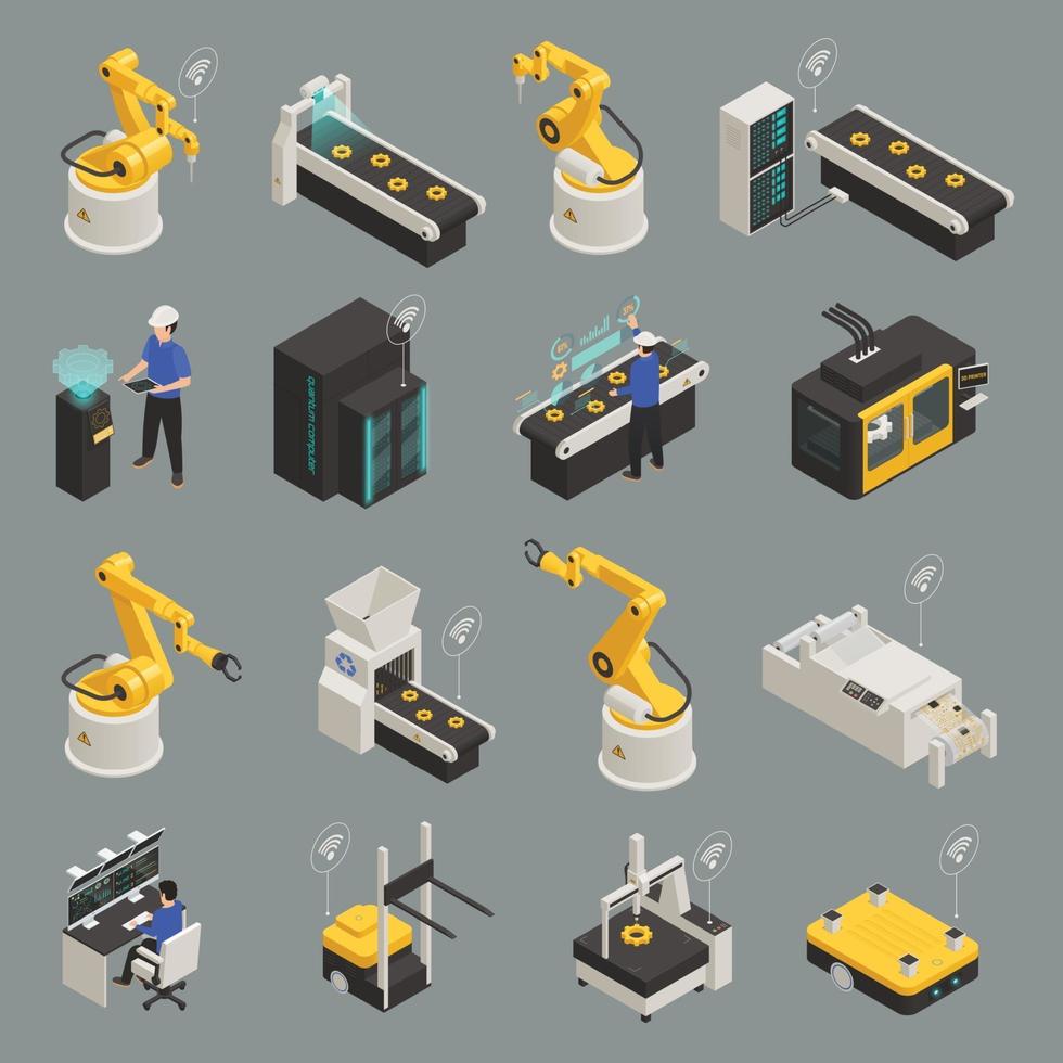 icônes isométriques de l & # 39; industrie intelligente définies illustration vectorielle vecteur