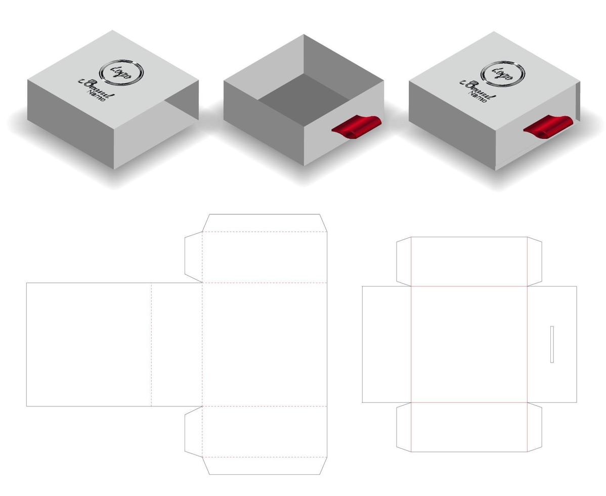 boîte d'emballage conception de modèle découpé. Maquette 3D vecteur