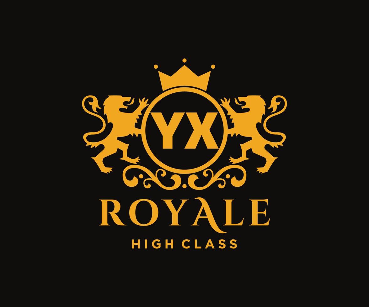 d'or lettre yx modèle logo luxe or lettre avec couronne. monogramme alphabet . magnifique Royal initiales lettre. vecteur