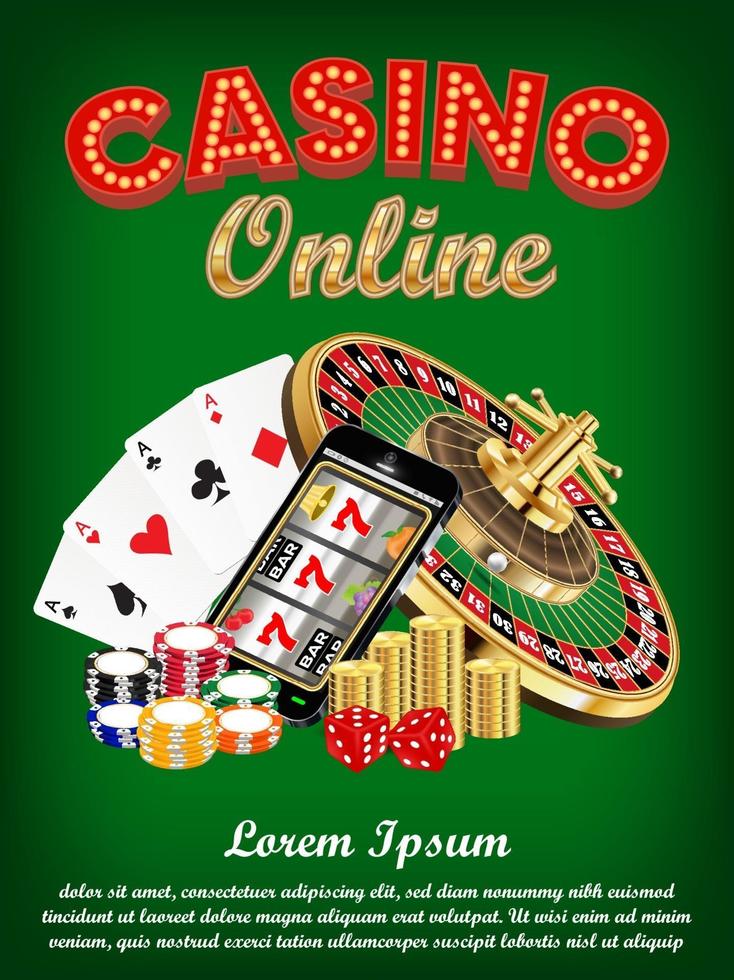 casino en ligne smartphone avec dés et roulette vecteur