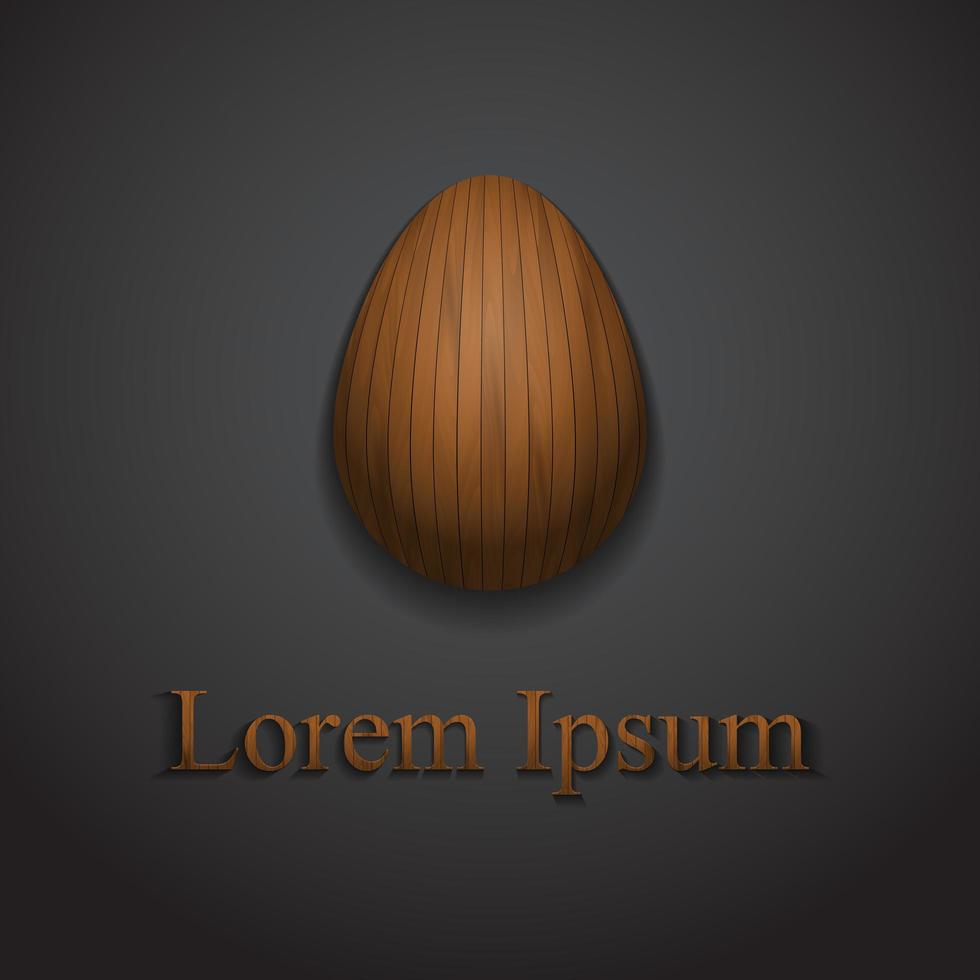 exemple de texte de logo oeuf de Pâques en bois créatif élégant vecteur