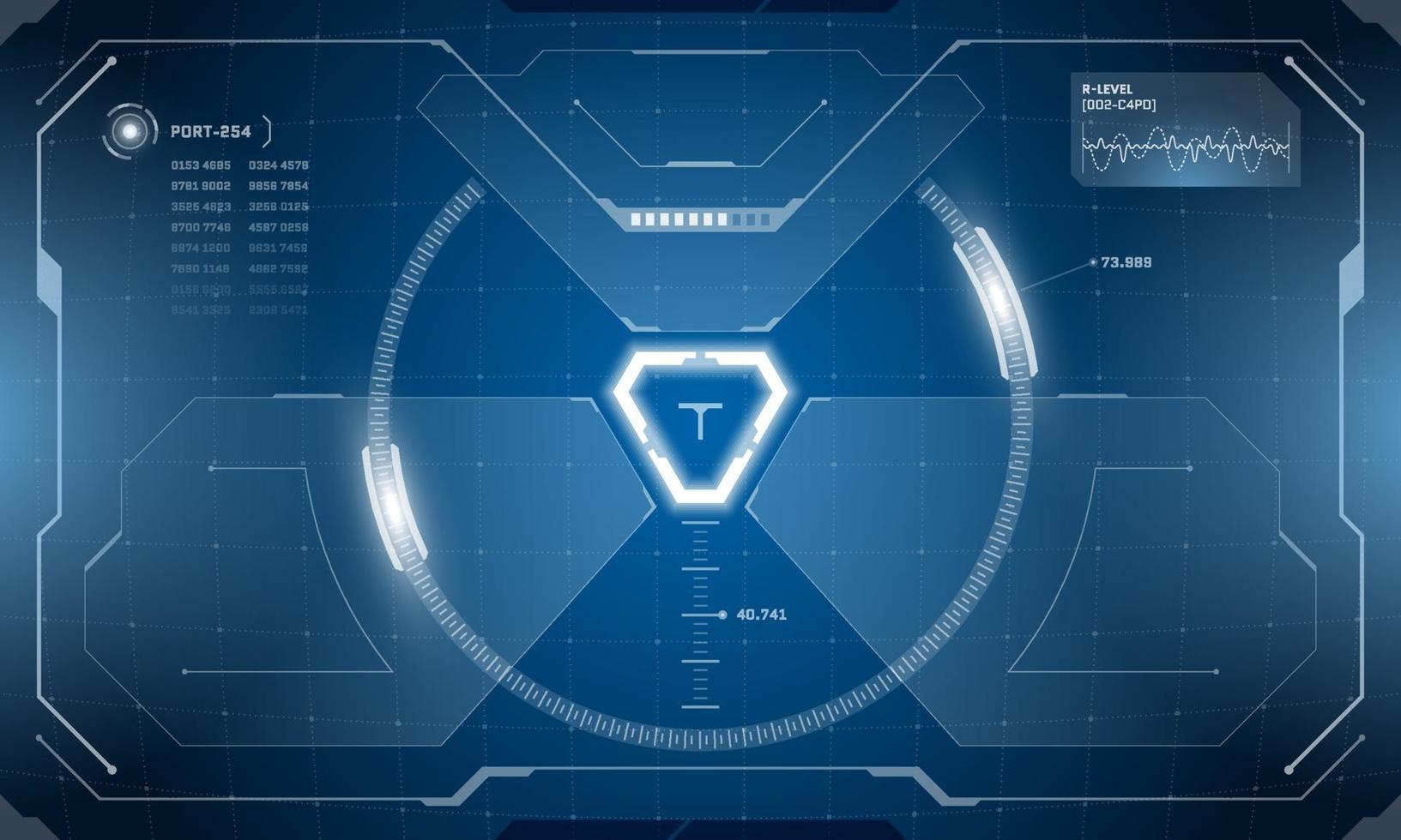 Conception d'écran cyberpunk d'interface futuriste numérique vr hud. Affichage tête haute de la technologie de réalité virtuelle de science-fiction. illustration vectorielle de hi tech technologie numérique gui ui tableau de bord panneau vecteur