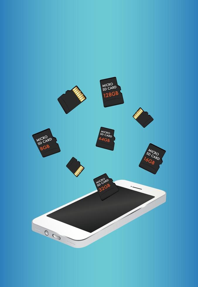 smartphone avec carte mémoire micro sd vecteur