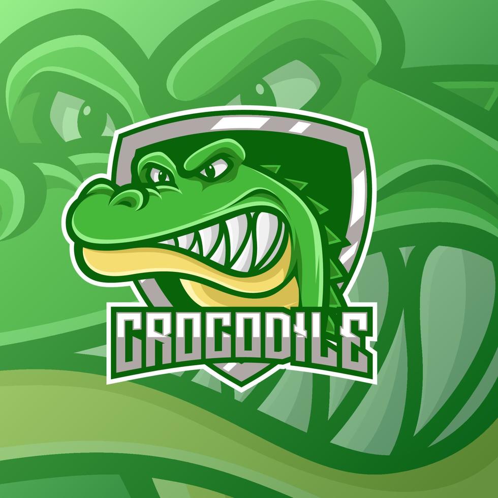 illustration vectorielle de conception de logo d'une mascotte de crocodile. crocodile logo esport dans l'insigne. très bien pour l'équipe vecteur