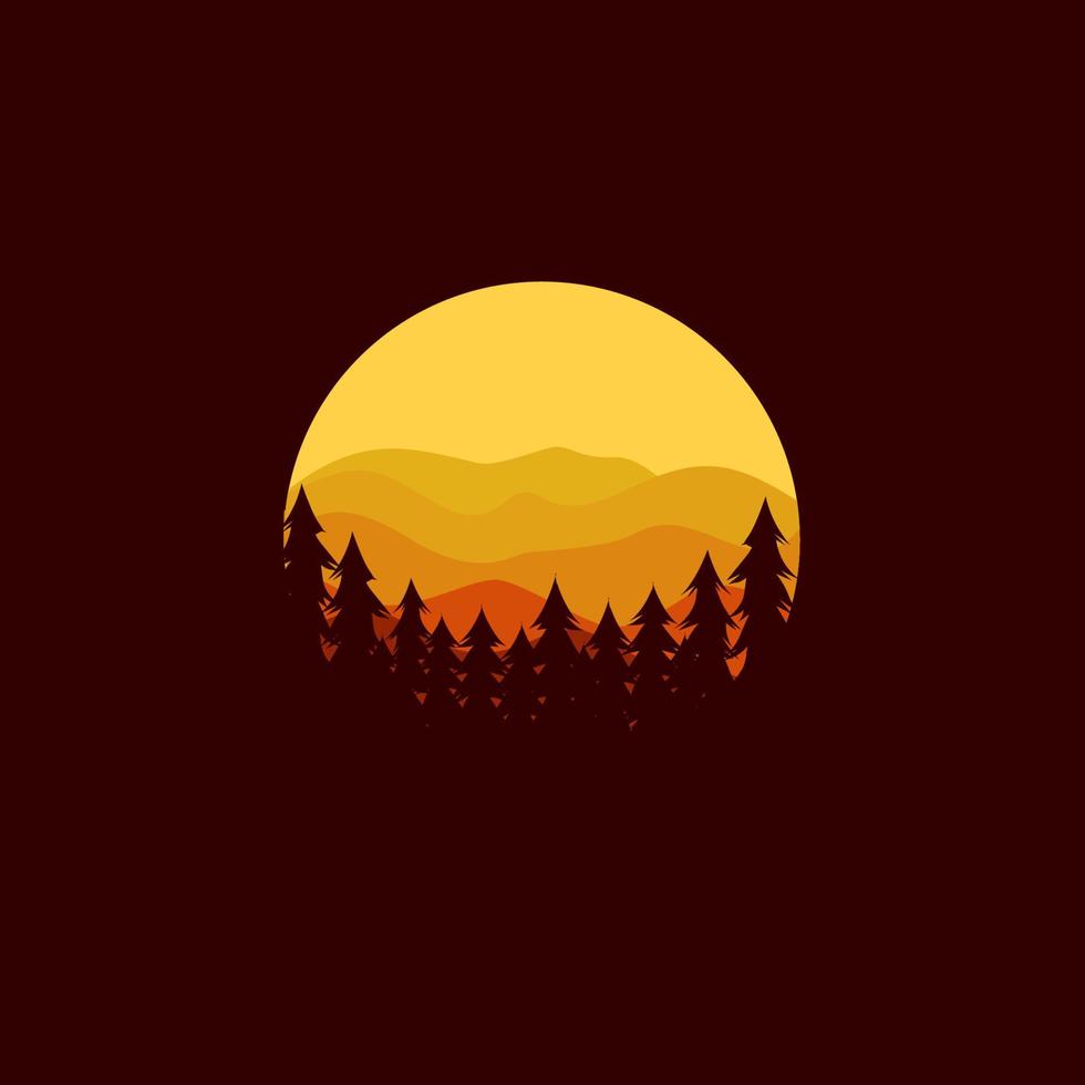 gratuit vecteur le Soleil ensembles plus de le silhouette de une Montagne culminer. ancien style Montagne logo