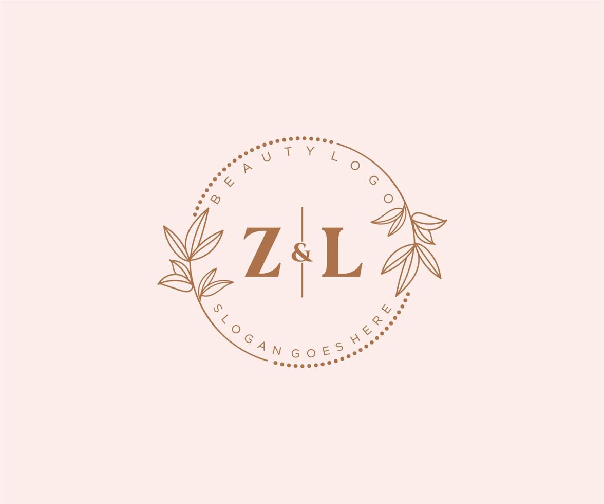 initiale zl des lettres magnifique floral féminin modifiable premade monoline logo adapté pour spa salon peau cheveux beauté boutique et cosmétique entreprise. vecteur